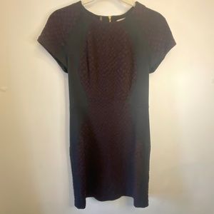 Rebecca Taylor Color block body contour dress purple and black